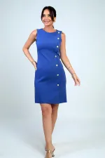 Kadın Kendinden Telalı Yan Düğmeli Kısa Elbise