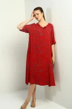 Women's Shawl Patterned Oversize Dress with Pockets