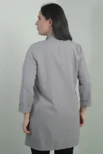 Shawl Collar Fake Pocket Lycra Max Long Jacket