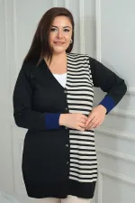 Gilet long grande taille à rayures horizontales sur une seule face pour femme