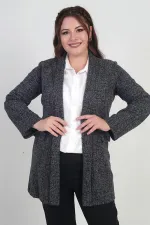 Kadın Şal Yaka Karyağdı Büyük Beden Kaşe Ceket