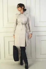 Manteau pour femme à boutons, ceinture et poches