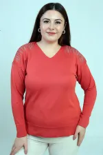 Chemisier en maille grande taille à imprimé pierre et col en V pour femme