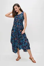 Ethnic Pattern Asymmetric Viscose Dress
