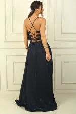 Robe de soirée longue à bretelles, doublée et pailletée