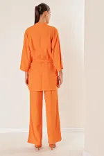 Ensemble pantalon en crêpe et kimono à poches