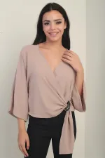 Women's Wrap Neck Short Ayrobin Blouse