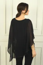 Kadın Üstü Şifon Boncuklu Asimetrik Bluz