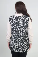 Chemise grande taille pour femme avec manches retroussables, motif brossé et rabats de poche