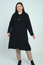 Manteau en maille grande taille pour femme avec poches