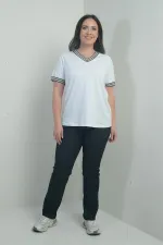 Jean taille haute à jambes droites en lycra pour femme, grandes tailles