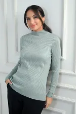 Pull à col roulé pour femme, manches côtelées, boutons décoratifs