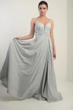 Strappy, Lined, Glittery Long Evening Dress