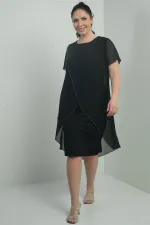 Robe pailletée en mousseline de soie et lycra pour femme, grande taille, avec détails en pierre