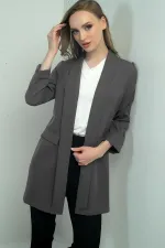 Shawl Collar Lycra Long Jacket