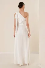 Pulpayet Yaka Tek Omuzlu Üstü Şifon Krep Tulum