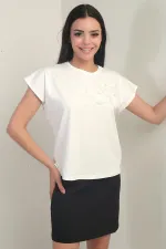 Women's Rose Detailed Lycra Blouse