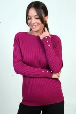 Chemisier en maille côtelée à boutons pour femme