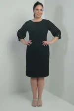 Kadın Kolları Şifon Piliseli Astarlı Büyük Beden Elbise