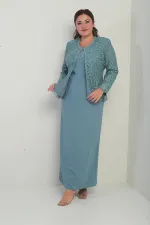 Beaded and Lace Lined Dress and Jacket Set, Plus Size, Two-Piece