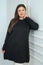 Women's Front Side Braided Plus Size Cold Yarn Tunic Blouse