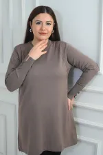 Tunique grande taille pour femme, ornée d'une tresse sur le devant, en fil froid.