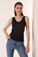 Débardeur à bretelles épaisses et lacets devant et dos