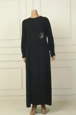 Robe longue en crêpe grande taille à volants brodés de fleurs et de pierres pour femme