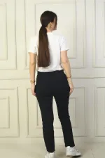 Kadın Beli Lastikli Yandan Cepli Full Likra Çelik Duble Paça Pantolon