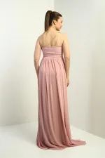 Robe longue asymétrique en mousseline pour femme, avec doublure tissée sur le devant