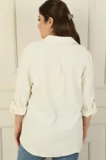 Fold-up Sleeve Waffle Plus Size Shirt