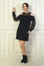 Women's Off-Shoulder Short Dress with Lace Details