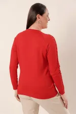 Plus Size Acrylic Sweater with Sleeve Detail