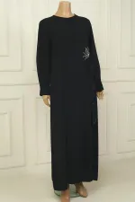 Robe longue en crêpe grande taille à volants brodés de fleurs et de pierres pour femme