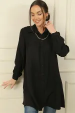 Önü Robalı Zincir Kolyeli Büzgülü Gömlek