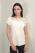 Lace Boat Neck Blouse