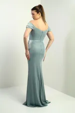 Women's Skirt and Bust Gathered Lining Glittery Mermaid Dress