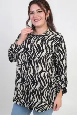 Chemise grande taille pour femme avec manches repliées et motif