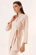 Devrik Yaka Beli Bağlamalı Krep Ceket