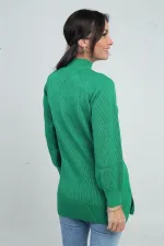 Boyun Dekolteli Saç Örgülü Desen  Spor Tunik Kazak