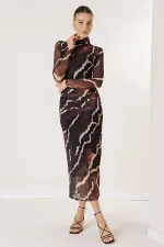 Önü Büzgülü Astarlı Florence Tül Elbise