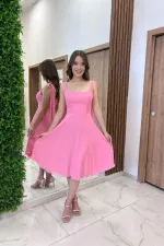 Women's Short Dress with Shoulder Straps and Lining