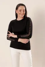 Kol Detaylı Büyük Beden Akrilik Kazak