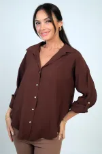 Chemise en lyocell à manches retroussables pour femme