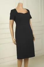 Robe en crêpe doublée à manches courtes pour femme, grande taille