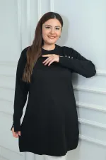 Women's Front Side Braided Plus Size Cold Yarn Tunic Blouse