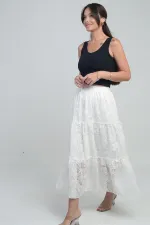 Kadın Beli Lastikli Astarlı Karışık Desenli Tül Etek