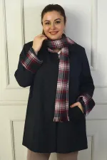 Women's Double-Breasted Trench Coat with Hidden Front Button and Pocket