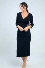 Robe midi portefeuille pour femme avec boucle et fente