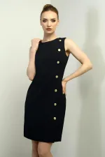 Kadın Kendinden Telalı Yan Düğmeli Kısa Elbise